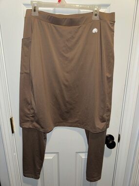 Lotus Brown Skirted Active Leggings - Women's Skirt Set